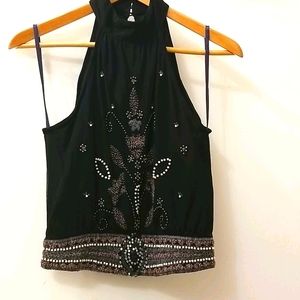 French Connection beaded halter top